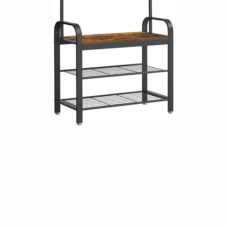 Rustic Brown and Black Industrial Hall Tree with Storage