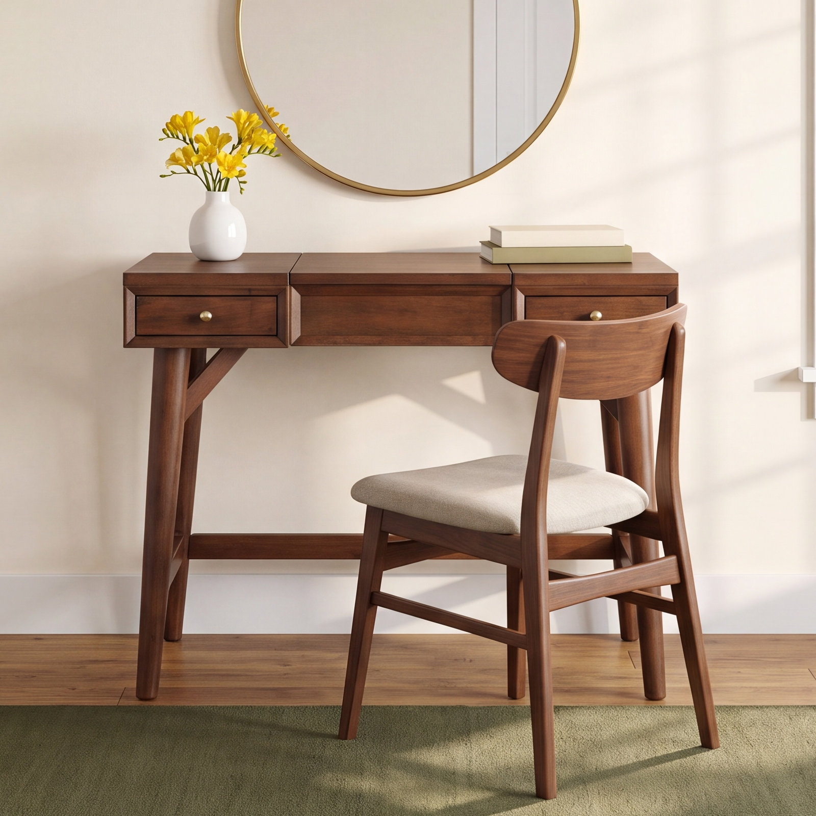 Williams Vanity with Mirror, Walnut