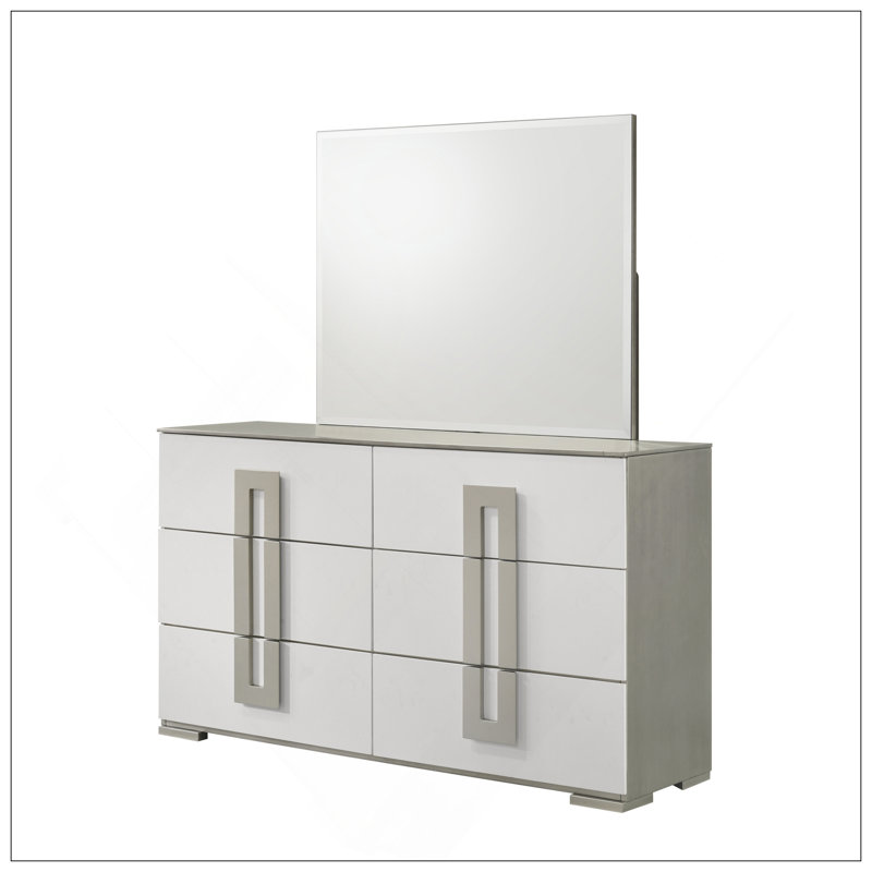 Miroir de style contemporain Olivia avec cadre minimaliste, finition semi-lustrée et grande surface réfléchissante pour les chambres à coucher modernes