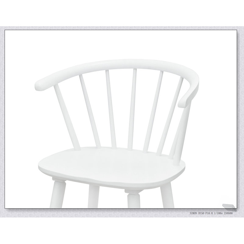 Tabouret à hauteur de comptoir contemporain blanc 2pc avec dossier à broche, pour la cuisine et la salle à manger, Blanc