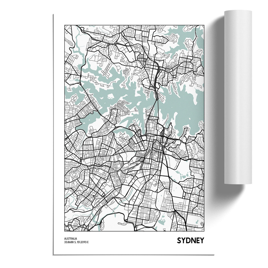 Map Sydney AUSTRALIA - Frameless Print