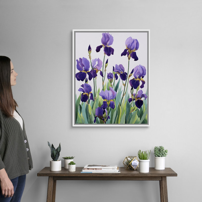 «Purple Irises» par Christopher Ryland, reproduction d'art graphique sur toile, H 32 po x l 26 po x P 1,75 po