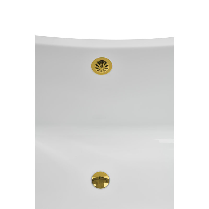 59" Streamline Clawfoot Tub,Tray,Drain, Clawfeet, Matte Black, Polished Gold