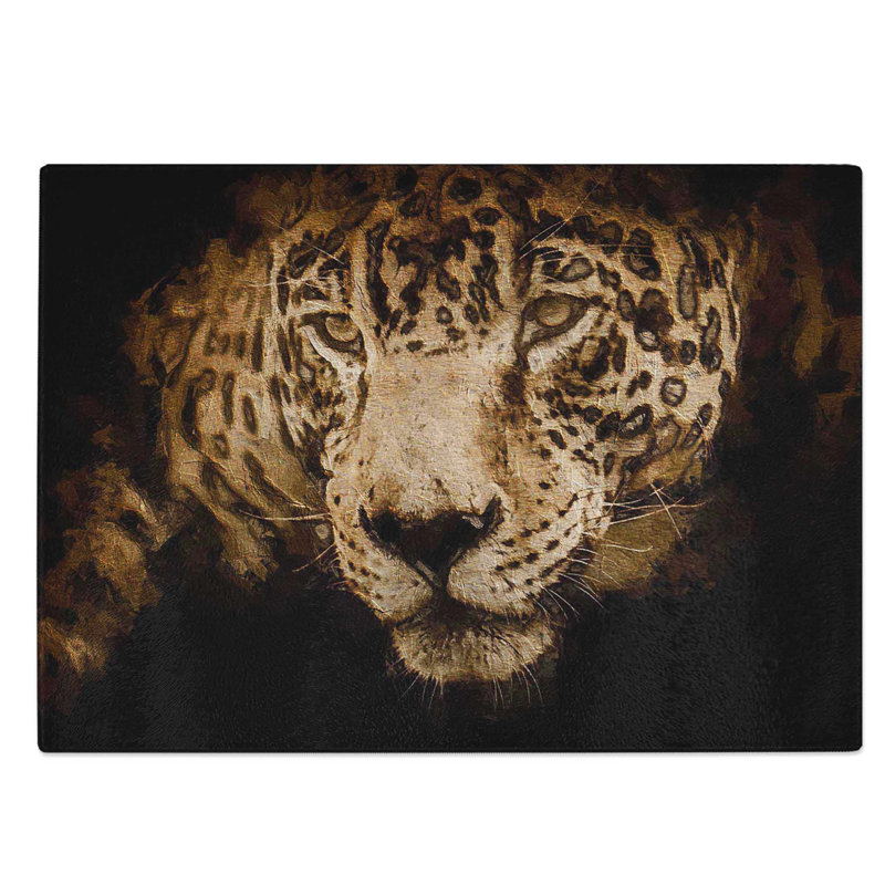 Glass Jaguar Stalking Prey Chopping Board, 28.5 cm W x 20 cm L