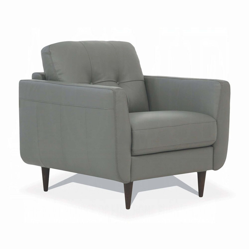 Bove Upholstered Armchair, Pesto Green Genuine Leather