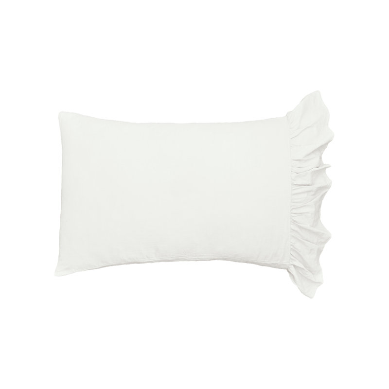 Taie d'oreiller standard à volants, Blanc