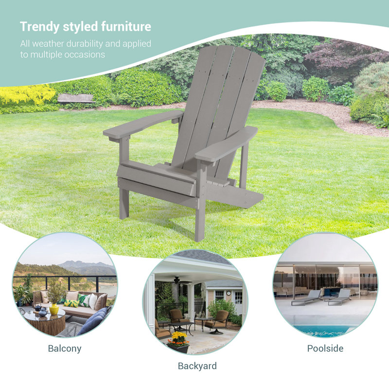 Lamonica HIPS Adirondack Chair, Light Gray