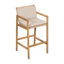 Tabouret de bar d'extérieur en bois, bois fini teck avec coussin beige, ensemble de 2