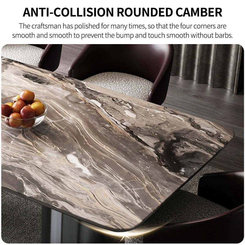 Modern simple rectangular marble dining table, 29.52"H x 62.99"L x 31.49"W