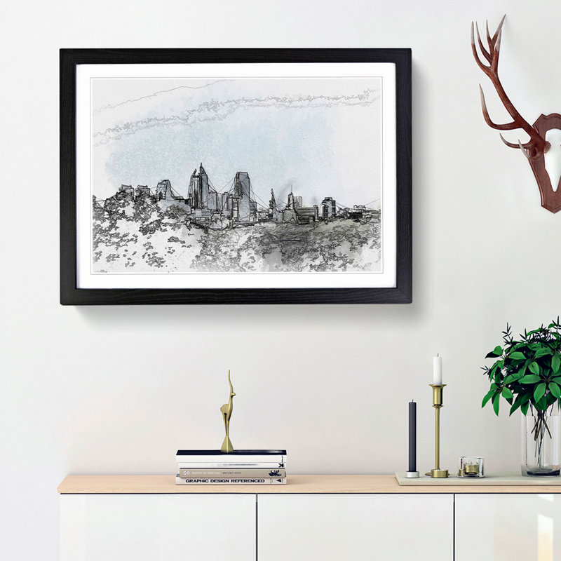 Philadelphia Skyline - Picture Frame Graphic Art Print, 48cm H x 65cm W x 2cm D, Black Framed