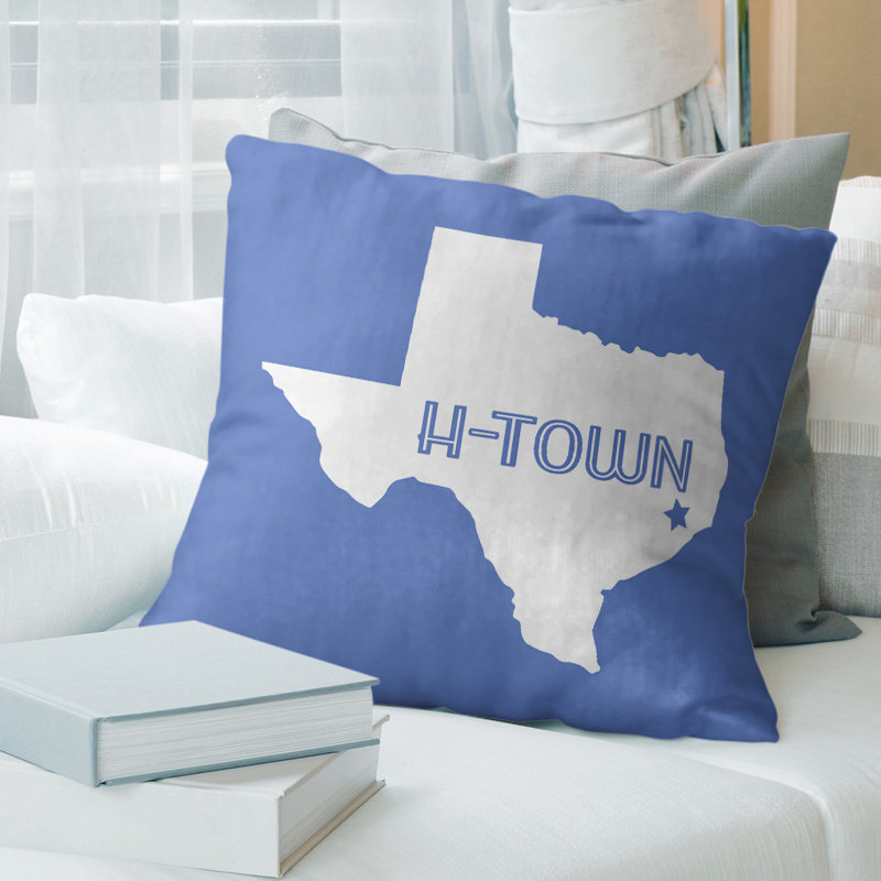 Coussin H-Town Texas, 20 po X 20 po, Bleu, Polyester/ Bourre en polyester