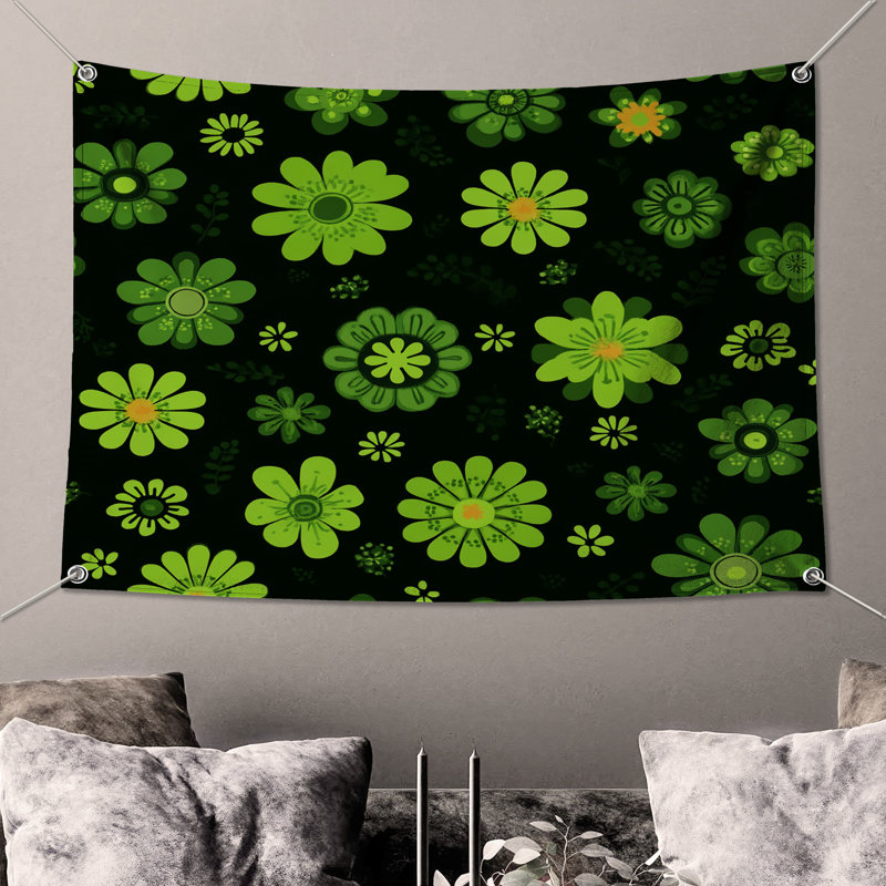 Tapisserie murale fleurs - décoration murale florale, H 50 po x l 60 po avec 4 œillets