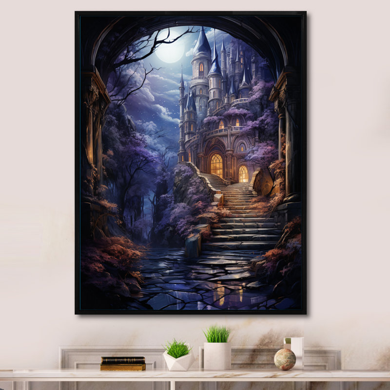 Château bulgare «Mystical Gateway Enchanted», reproduction sur toile, H 20 po x l 12 po x P 1 po, Cadre flottant noir