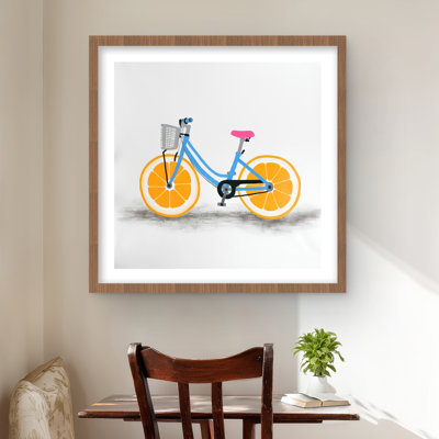 Orange Wheel Bike - Framed Matted Print for Home Decor
