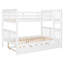Lit superposé double au dessus d'un lit double avec lit gigogne simple et échelle - blanc (ancien SKU: LT000204AAK)