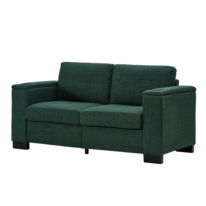 Moderne 67,7 po rembourré avec porte-gobelet et rangement, grand siège carré avec accoudoirs de rangement confortables, pour se détendre