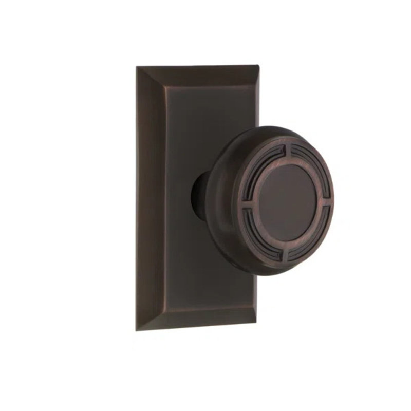 Plaque Studio avec bouton de porte Mission, Bronze intemporel, 2 3/4 po