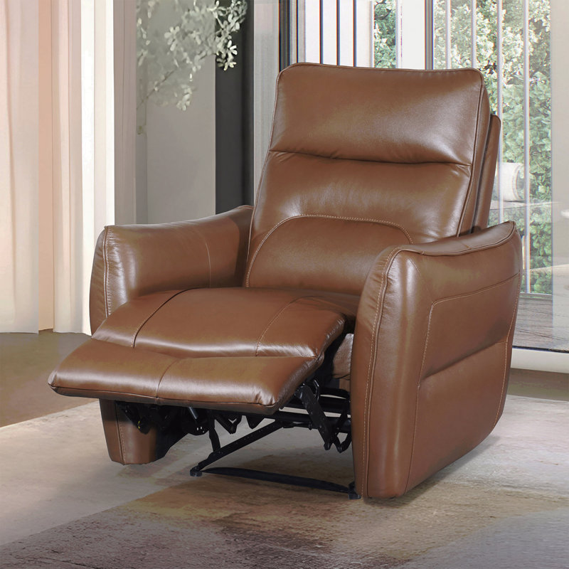 Fauteuil inclinable électrique contemporain brun caramel, Brun