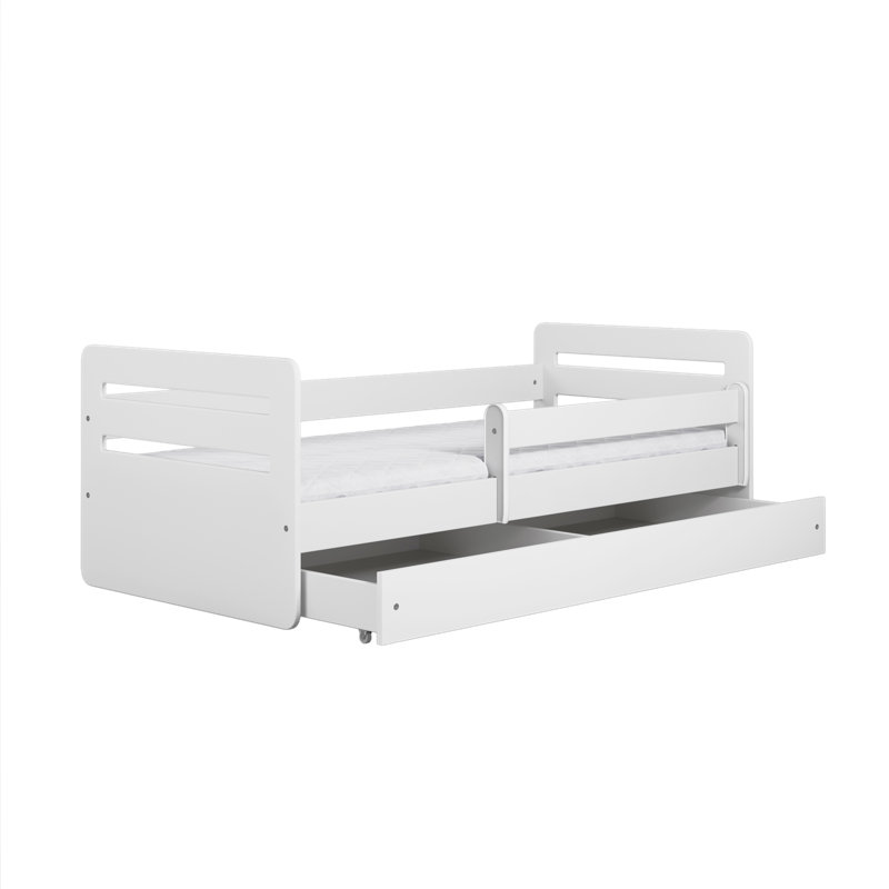 Molly Drawer Convertible Bed and Mattress, White, European Toddler (80 x 180 cm)