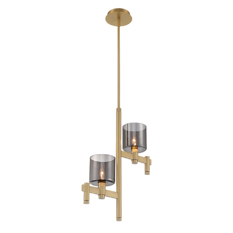 Luminaire suspendu 2 lumières Decato en or brossé