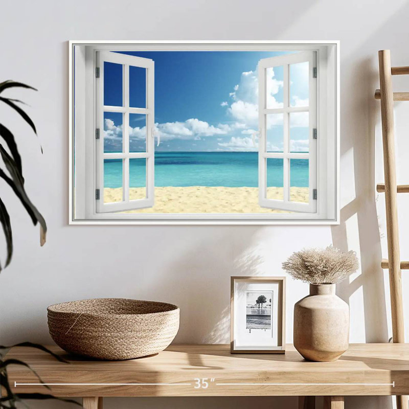 Fenêtre à distance Azemar, 25" X 17", Cadre flottant blanc