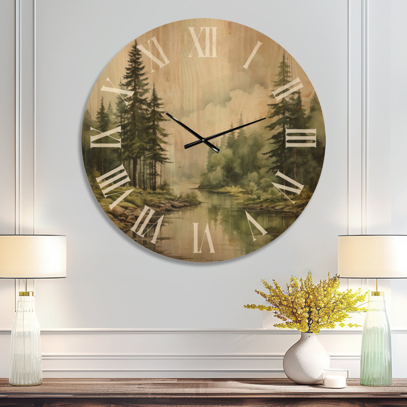 Horloge murale en bois avec pin, Oversized