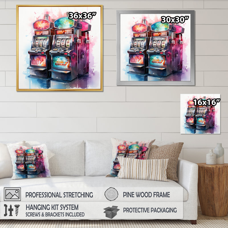 «Casino Royale Machines à sous I», reproduction sur toile, H 24 po x l 24 po, Toile tendue