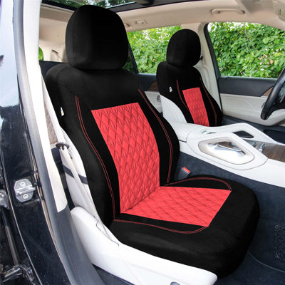 Diamond Stitched Flat Cloth Car Seat Covers Full Set
