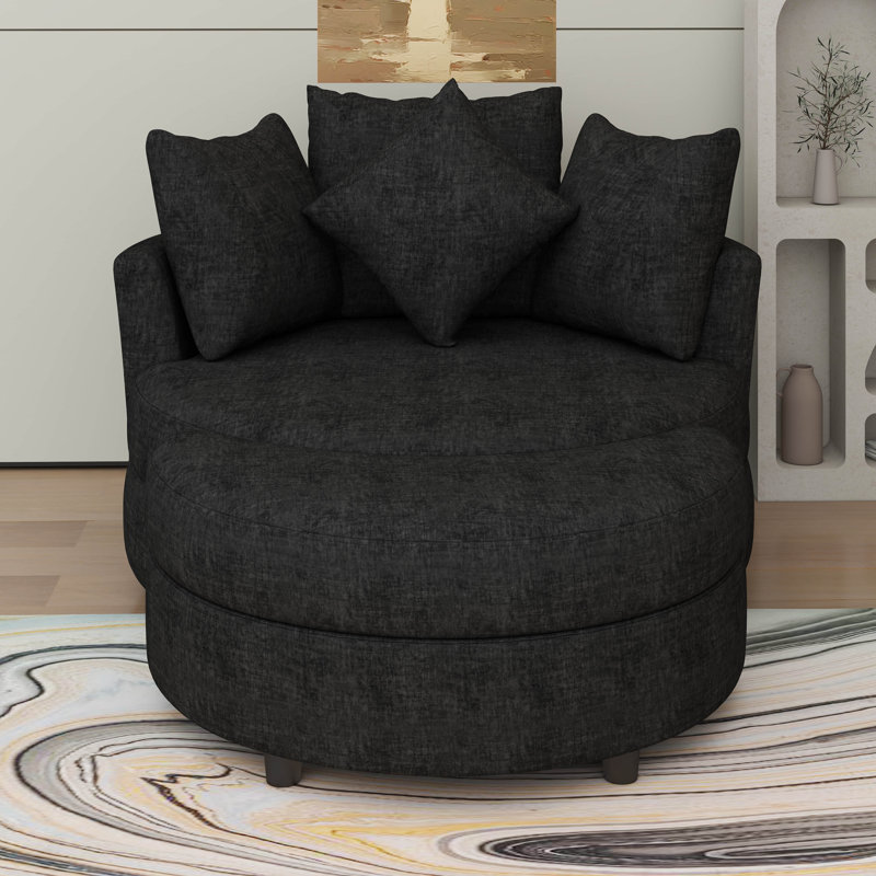 Fauteuil demi-tonneau pivotant 360 ° avec repose-pieds et 4 coussins Accent, Gris