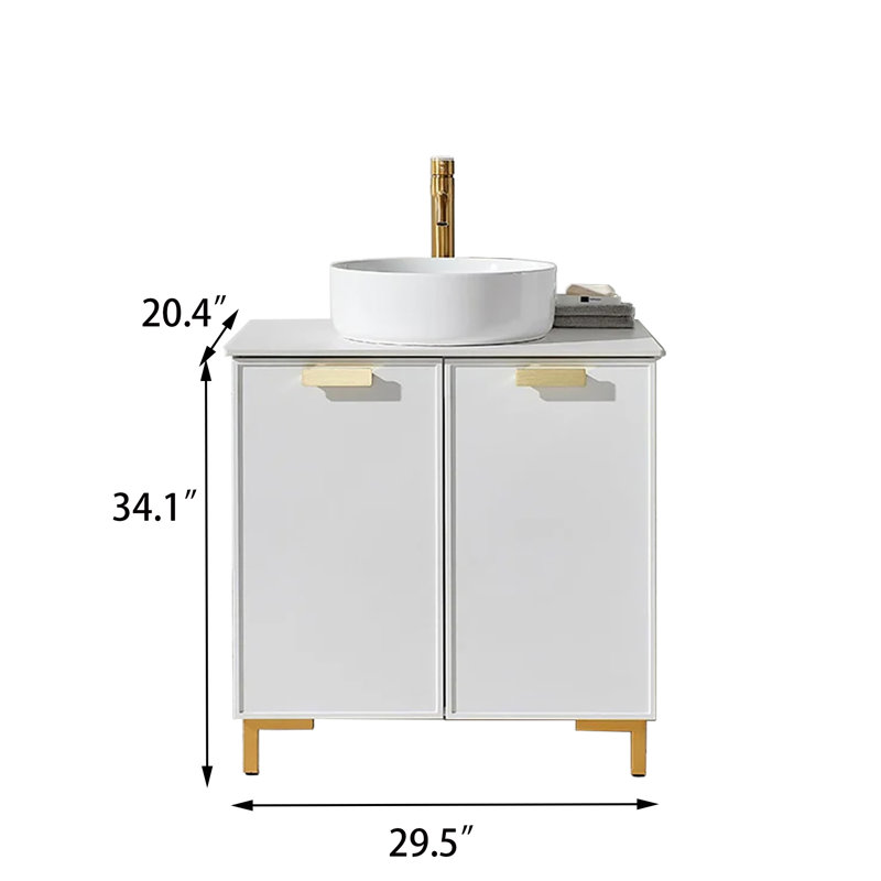 Shannice 36'' White Modern Free Standing Single Bathroom Vanity Set With Ceramic Top