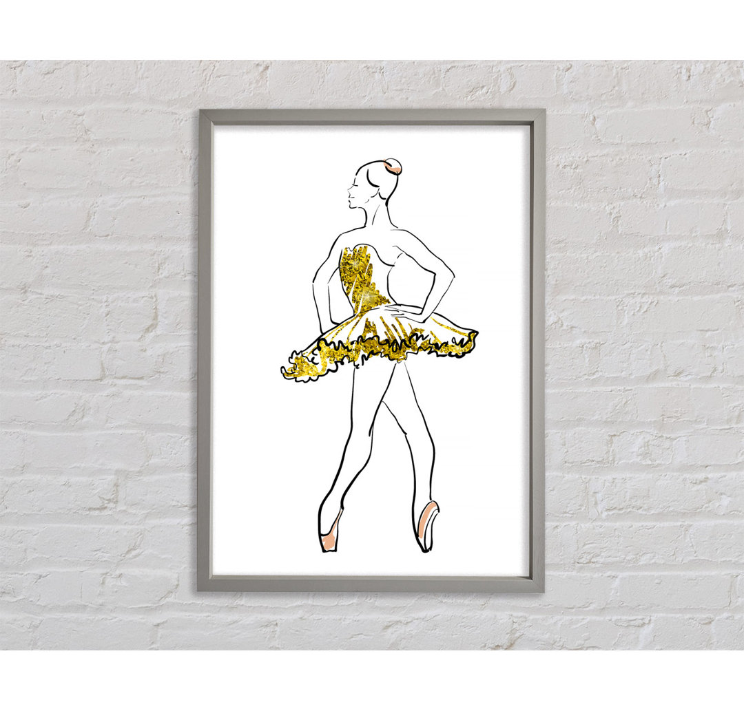 Golden Pink Ballerina 1 Gerahmter Druck