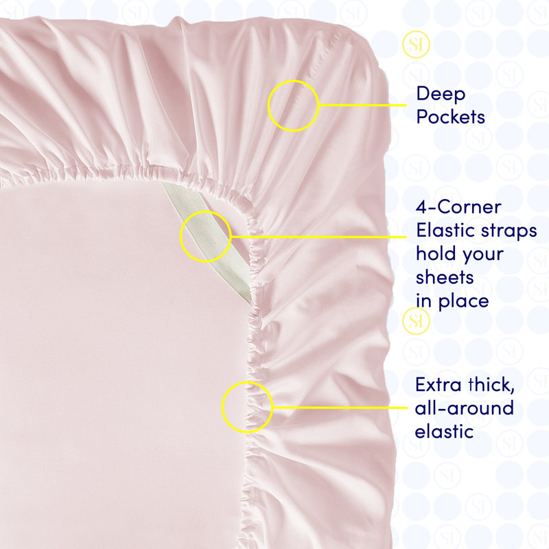Luxurious Soft Microfiber Sheet Set with Bonus Pillowcases, Pale Pink, Full Sheet Set with 4 Pillowcases