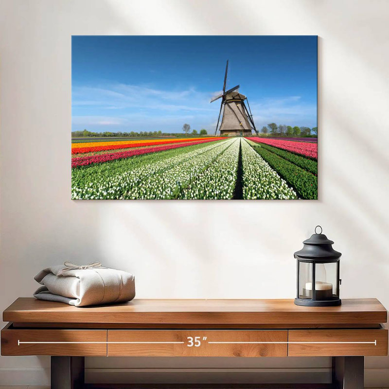 Moulin à vent et tulipes Alvord, H 16 po x l 24 po