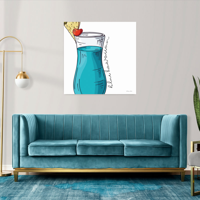 Art contemporain bleu hawaïen, H 36 po x l 36 po