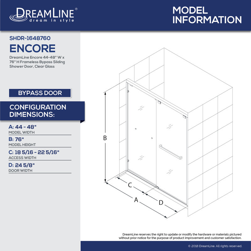  Base de douche DreamLine SlimLine 36 po x l 54 po x H 2 3/4 po, blanc