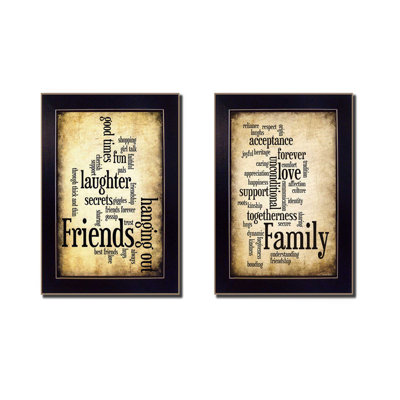 "Friends and Family Collection" 2-Piece Vignette By Susan Ball, Printed Wall Art, Ready To Hang Framed Poster, Black Frame
