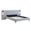 Chic Linen Upholstered Bed with Integrated Lights and Shelves, Grey-634011983