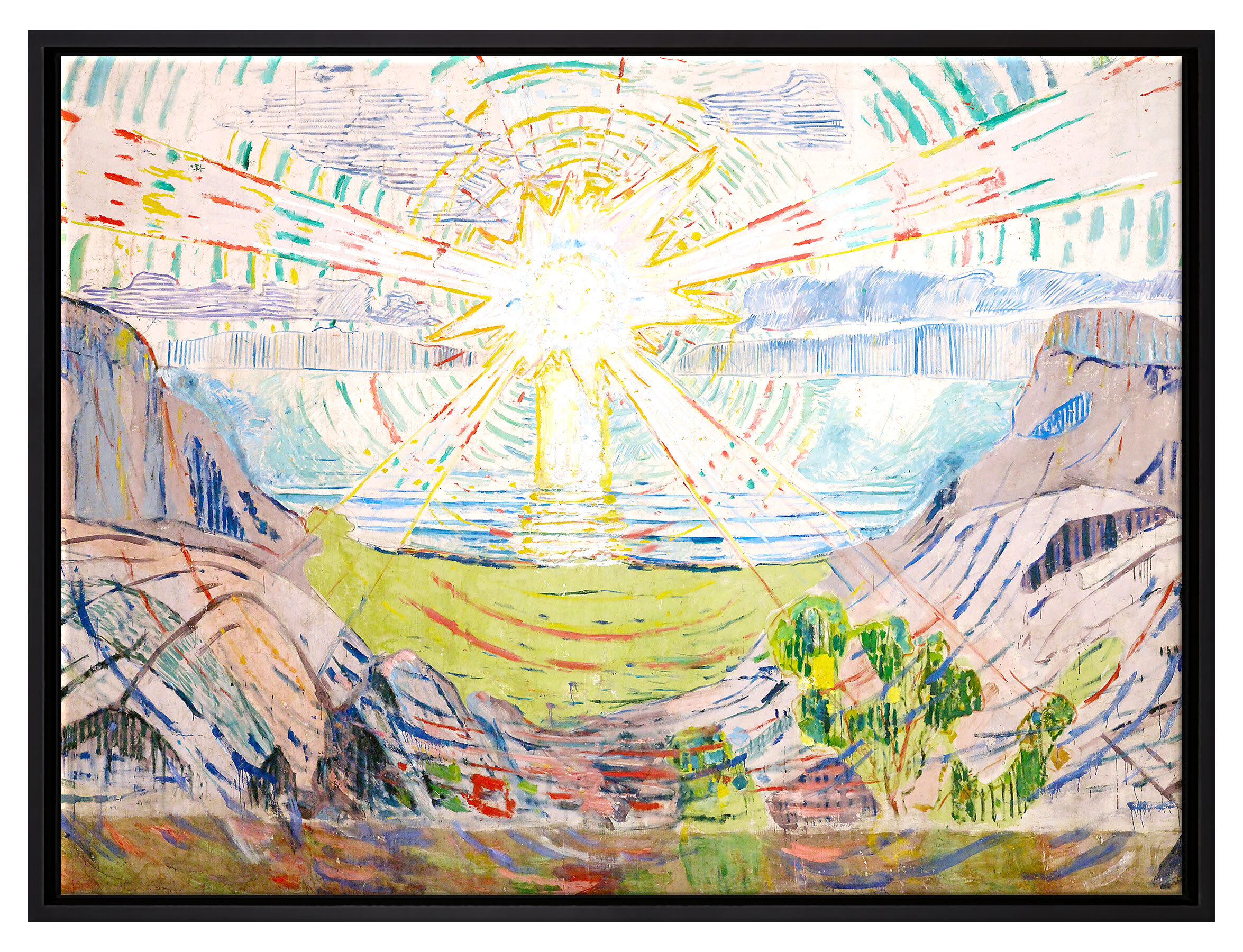 Union Rustic Die Kunstdruck Edvard Munch Leinwandbild von Sonne Gerahmter