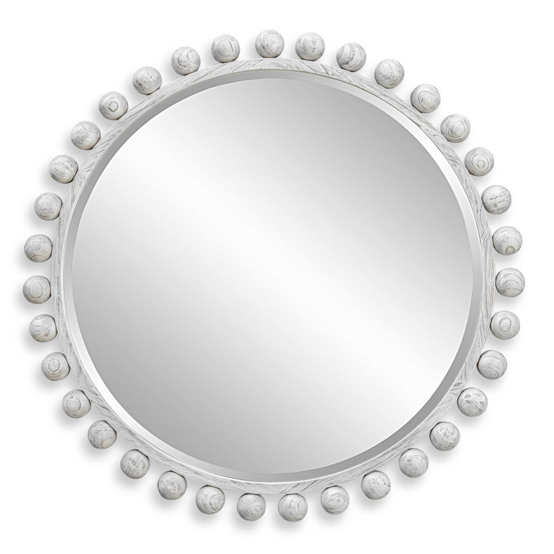  Miroir rond Cyra, ivoire vieilli