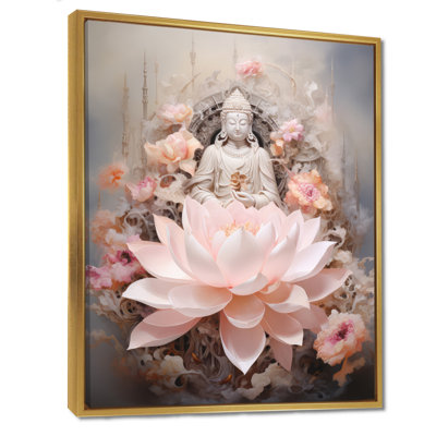 Pink Buddhism Lotus Of Wisdom On Canvas Print
