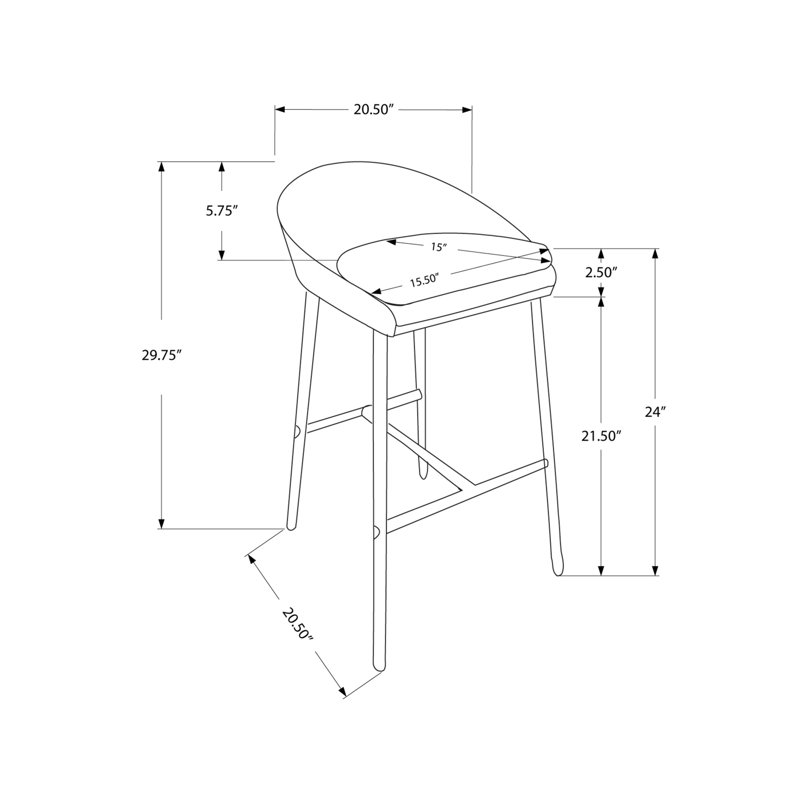 Tabouret de bar, ensemble de 2, métal chromé, tissu, contemporain, moderne, Tabouret de comptoir (siège d’une hauteur de 24