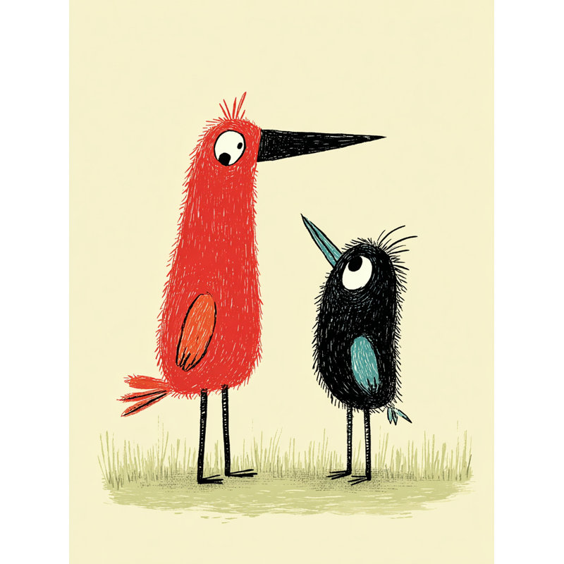 Oiseau carré à plumes, H 20 po x l 20 po