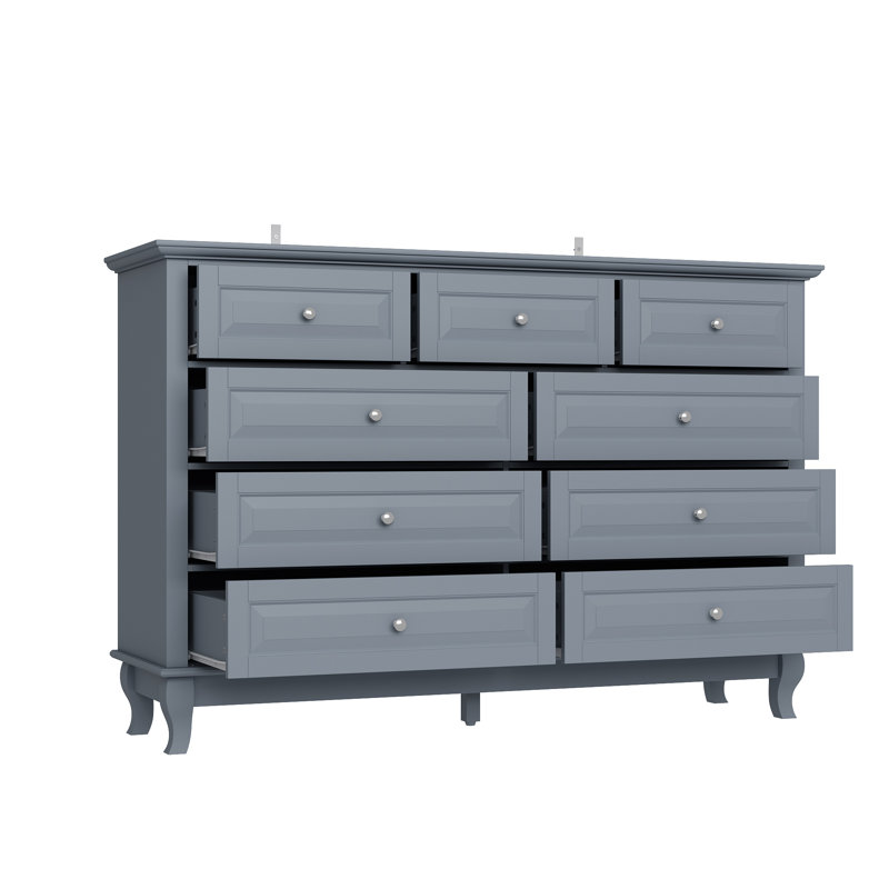 Commode à neuf tiroirs de style élégant, Gris/argent