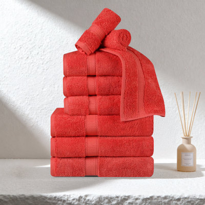 Egyptian Cotton Plush Heavyweight Absorbent 9 Piece Bathroom Towel Set