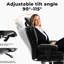 Chaise multifonctionnelle avec repose-pieds réglable et extensible, bureau ergonomique en similicuir, piètement métallique relevable.