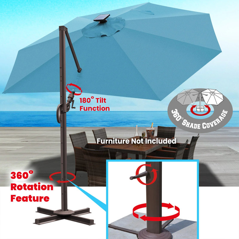 Parasol 11 'Deluxe Sunbrella, Bleu ciel