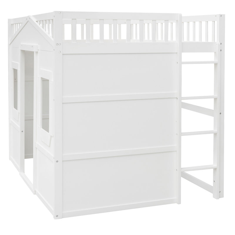 Lit mezzanine pleine grandeur avec échelle, Blanc, Double