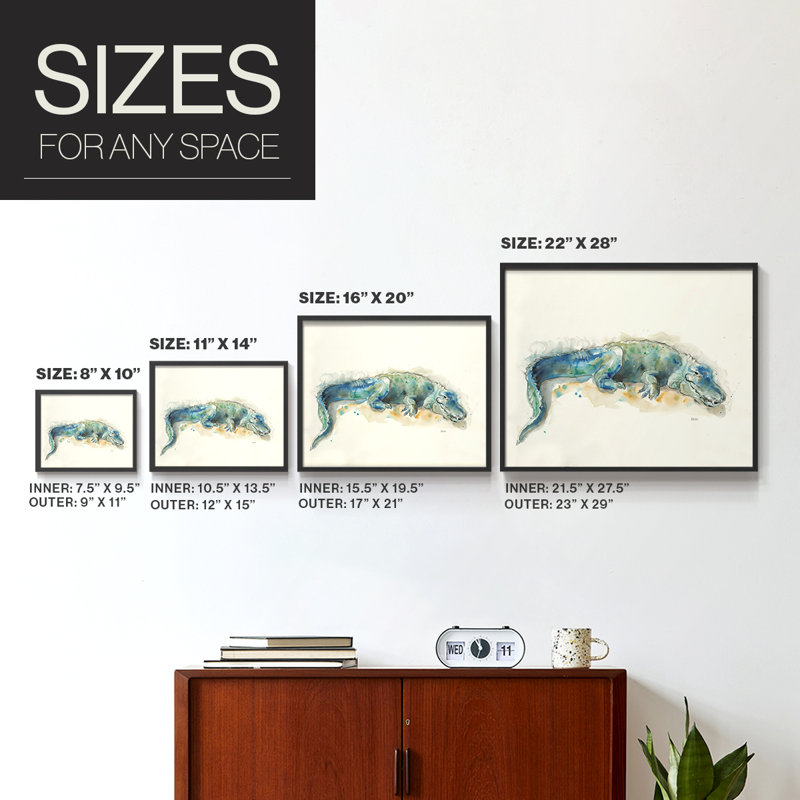 Alligator -Framed Print - Restickable, H 11 po x l 14 po, Noir, noir, noir, noir