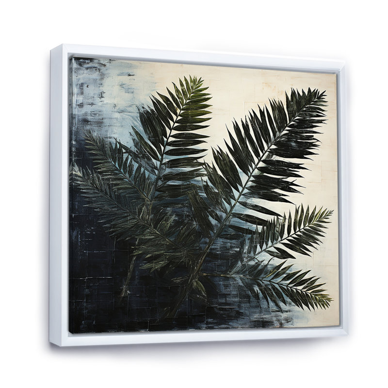 Toile épinette noire ombragée sur toile, H 36 po x l 36 po x P 1,5 po, Cadre flottant blanc