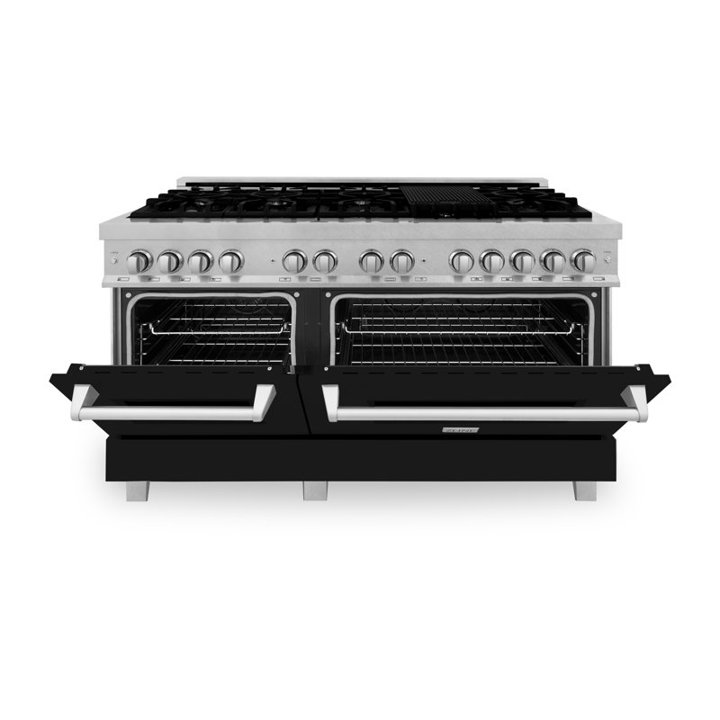 ZLINE 60" Legacy Dual Fuel Range, Satin Stainless Steel and Black Matte